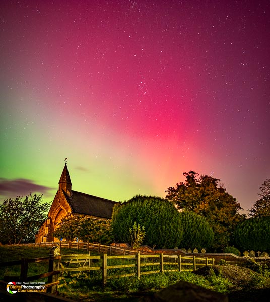 Northern Lights over Smeeton Westerby Church